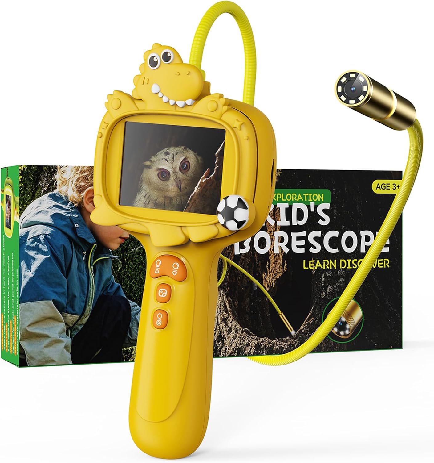 Borescope Camera Toy with Light for Kids - STEM Science Educational Toy for 4 5 6 7 8 9 10 Years Old Boys Girls Birthday Gift, Snake Scope Camera for Outdoor Camping Nature Exploration