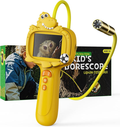 Borescope Camera Toy with Light for Kids - STEM Science Educational Toy for 4 5 6 7 8 9 10 Years Old Boys Girls Birthday Gift, Snake Scope Camera for Outdoor Camping Nature Exploration