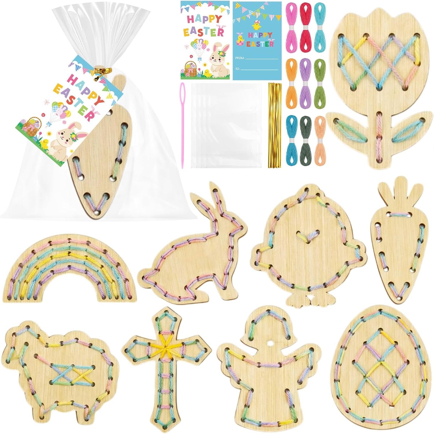 Capoda 9 Sets Lacing Cards Shoes Educational Threading Toy for Wooden Lacing Card Toys with Colorful Threads for Develop Imagination Early Education and Learning Activity(Shoes)