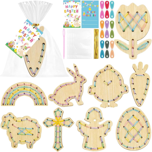 Capoda 9 Sets Lacing Cards Shoes Educational Threading Toy for Wooden Lacing Card Toys with Colorful Threads for Develop Imagination Early Education and Learning Activity(Shoes)