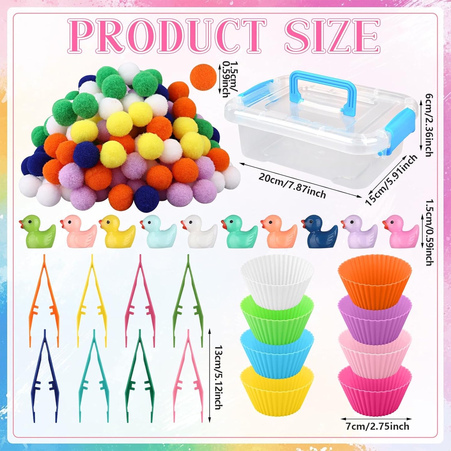 286Pcs Letters and Numbers Sensory Bin Filler Fine Motor Toys Counting Sorting 200 Felt Pompoms 76 Magnetic Letters Numbers 4 Tweezers 5 Silicone Plates 1 Storage Box for Counting Sorting DIY Crafts