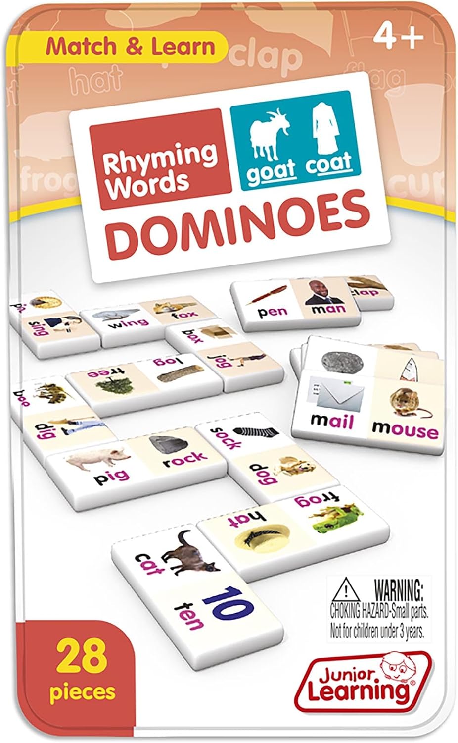 Junior Learning Rhyming Word Dominoes Educational Action Games, Multi, Model: JL490