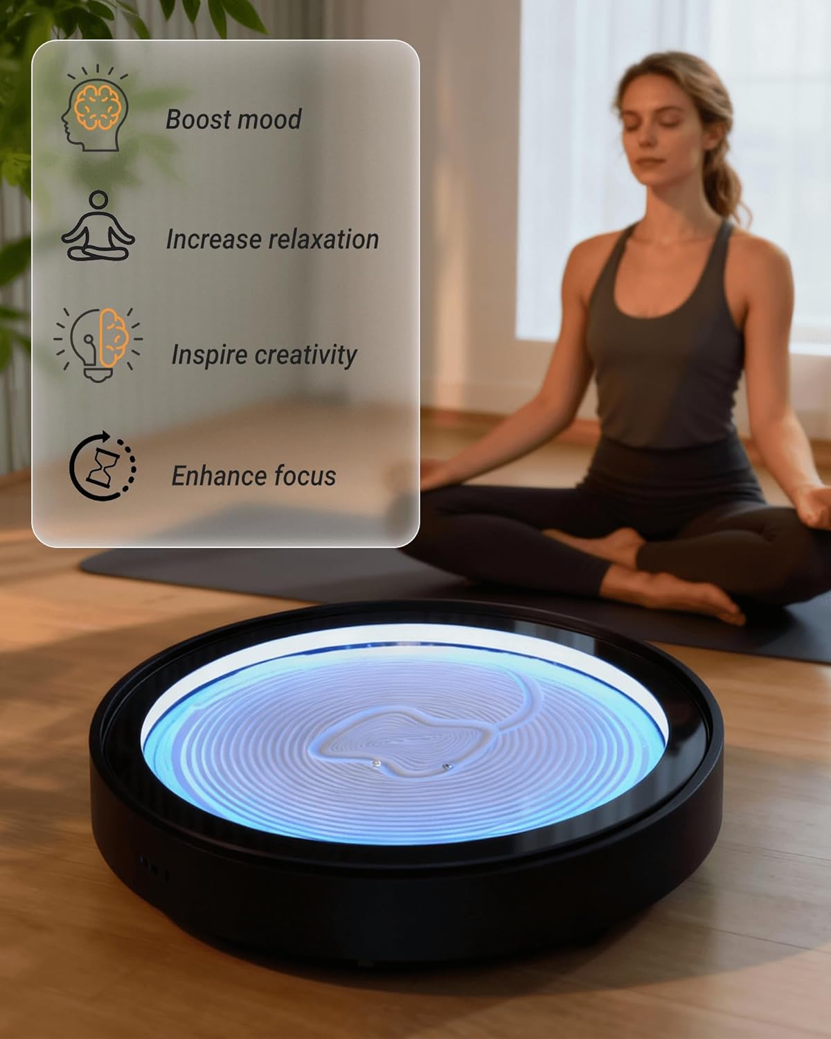 Lemofuta 20" Automatic Zen Drift Sandscape – App-Controlled Sand Drawing Table with DIY Pattern Design, LED Ambient Light & Moving Sand Display for Creative Home Decor