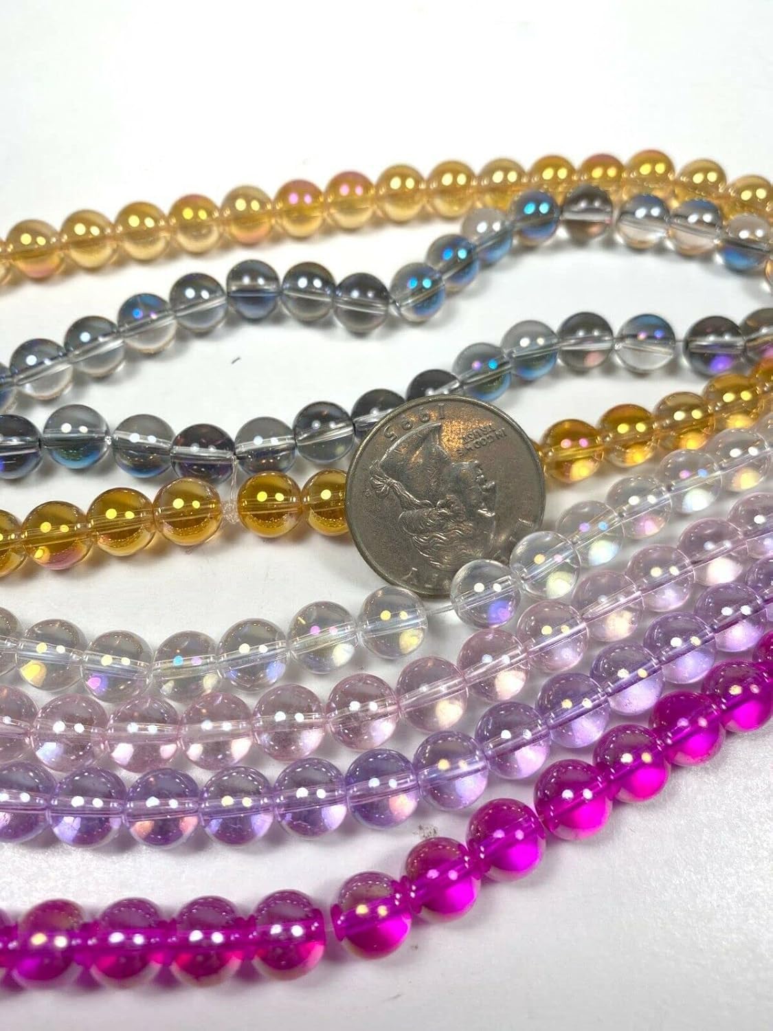 8mm Glass Beads Round Bulk for Bracelet, Glow in Dark Beads, DIY Jewelry Windchime Suncatcher Party Supplies, 300 pcs
