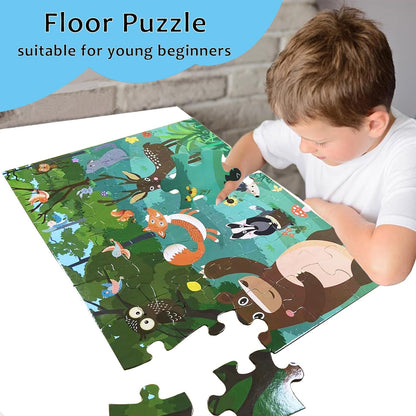 Jumbo Floor Puzzle for Kids, Large Jigsaw Puzzles 35 Piece for Kids Ages 3-5,Preschool Learning & Education Toys, Gifts for 4-8 Year Old Boys and Girls (Grassland Animal)