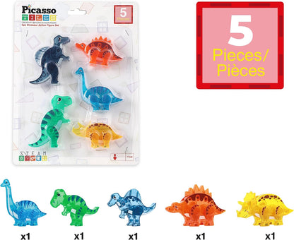 PicassoTiles Magnetic Tile Building Blocks Add On 8 Magnetized Action Figures Construction Vehicles & Zoo Animal Theme Compatible with Magnet Tiles Sets STEM Learning Toy for Boys & Girls Age 3+ PTA21