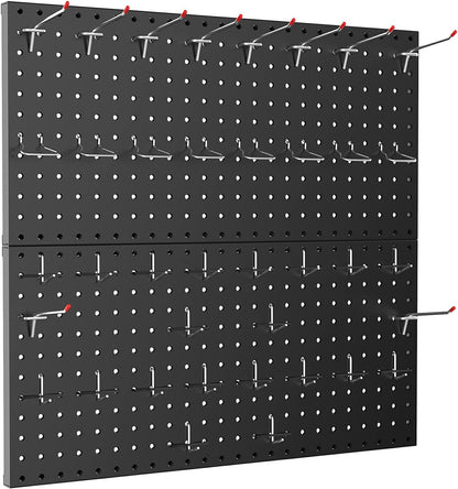 TORACK Metal Pegboard Wall Organizer 24" x 24" or 12" x 48", 70 PCS Tools Storage Pegboard for Garage Tool Organizer Pegboard with Peg Board Hooks for Workbench(Blue)