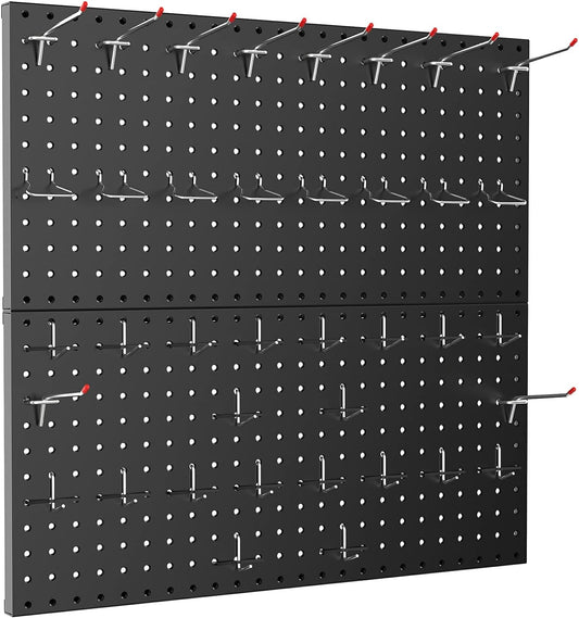 TORACK Metal Pegboard Wall Organizer 24" x 24" or 12" x 48", 70 PCS Tools Storage Pegboard for Garage Tool Organizer Pegboard with Peg Board Hooks for Workbench(Blue)