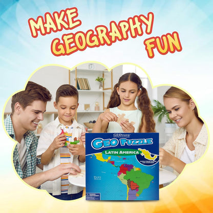 GeoToys GeoPuzzle, World Jigsaw Puzzles, 68 Pc Geography Game & Map Puzzle, Educational Games & Kids Learning Activities, Puzzle Gifts for Children Ages 6-9, Fun Learning Toys for Kids