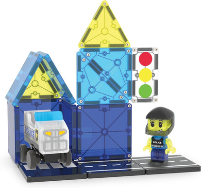 Magna-Tiles Police Patrol 20-Piece Magnetic Construction Set, The Original Magnetic Building Brand