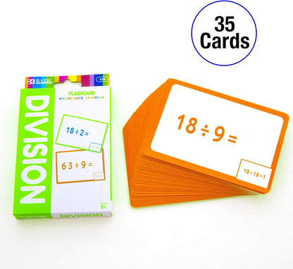 BAZIC Products Multiplication & Division Flash Cards, Educational Flash Cards for Kids, Math Flash Cards, Ideal for Math Learning Practice at Home or School, 36 Cards, 2-Pack