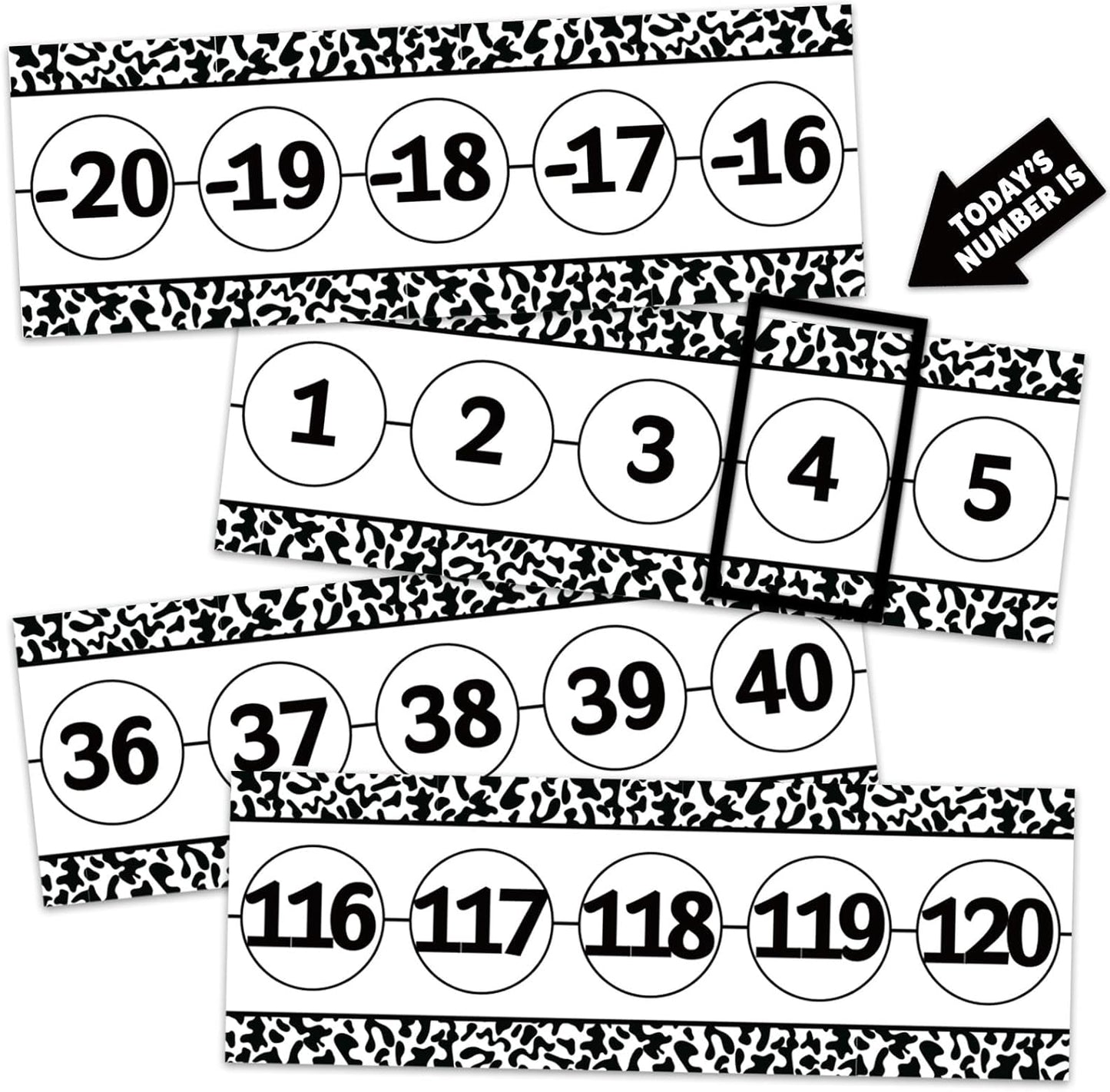 Number Line for Classroom Wall (-20 to +120) Boho Heart Shape Number Bulletin Board for Students Math Learning Boho Bulletin Border Decor Numbers Boarder Strips for Home School