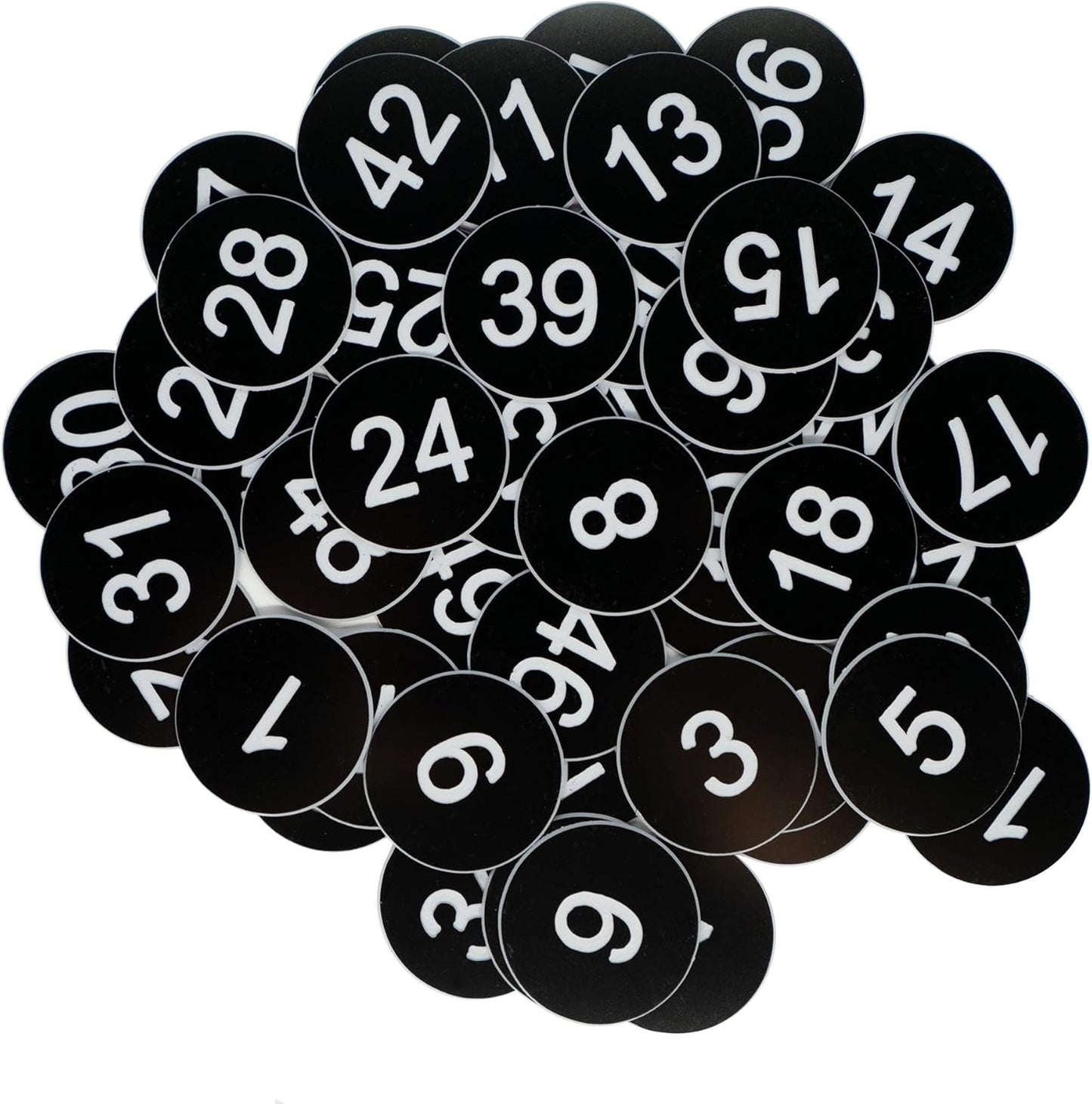 StayMax Plastic Number Tags Engraved Numbered Tags Without Hole (1-50, Black)