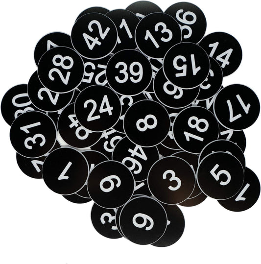 StayMax Plastic Number Tags Engraved Numbered Tags Without Hole (1-50, Black)