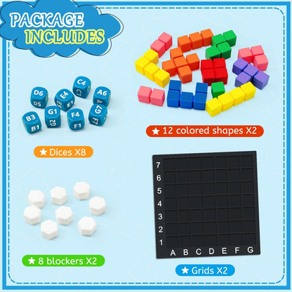 STEM Puzzle Game The Brain Square With 160000+ Solutions Pattern Matching Blocks Brain Teaser Toy Roll Dice & Race Your Opponent to Fill Grid Travel Game for Kids & Teens Back To School Birthday Gift