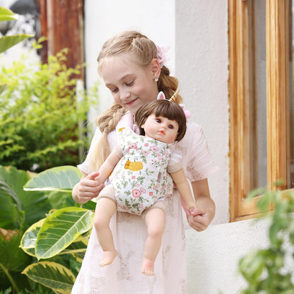 GAGAKU Doll Carrier for Stuffed Animals, Reborn Baby Doll Accessories Toy Carriers for Kids 3+ Toddlers - Pink Wax Flowers