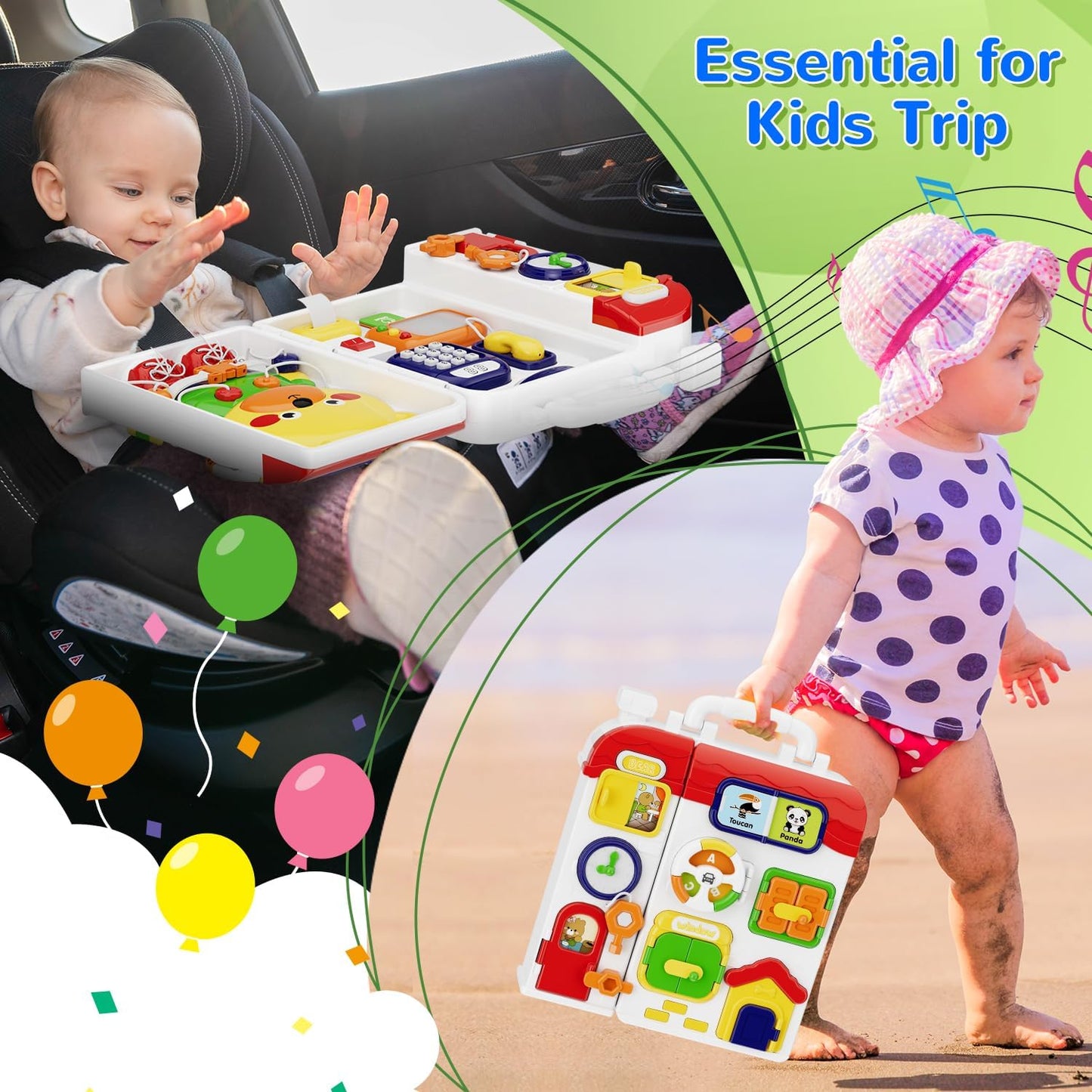 MFEESYOB Montessori Toys for 1 Year Old Boy Girl, Musical Montessori Busy Board for 12-18 Month Age, Educational Montessori Toy for Toddlers 1-3, Birthday Gift for 1+ Year Old Boy Girl
