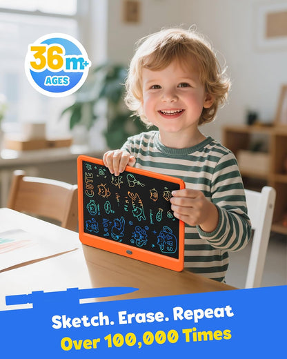 TEKFUN LCD Writing Tablet for Kids, 10-inch Coloring Drawing Pad, Mess Free Doodle Board, Airplane Travel Toys for Boys and Toddlers, Road Trip Essentials, Gifts for 3 4 5 6 7 8 Year Old Girls(Blue)