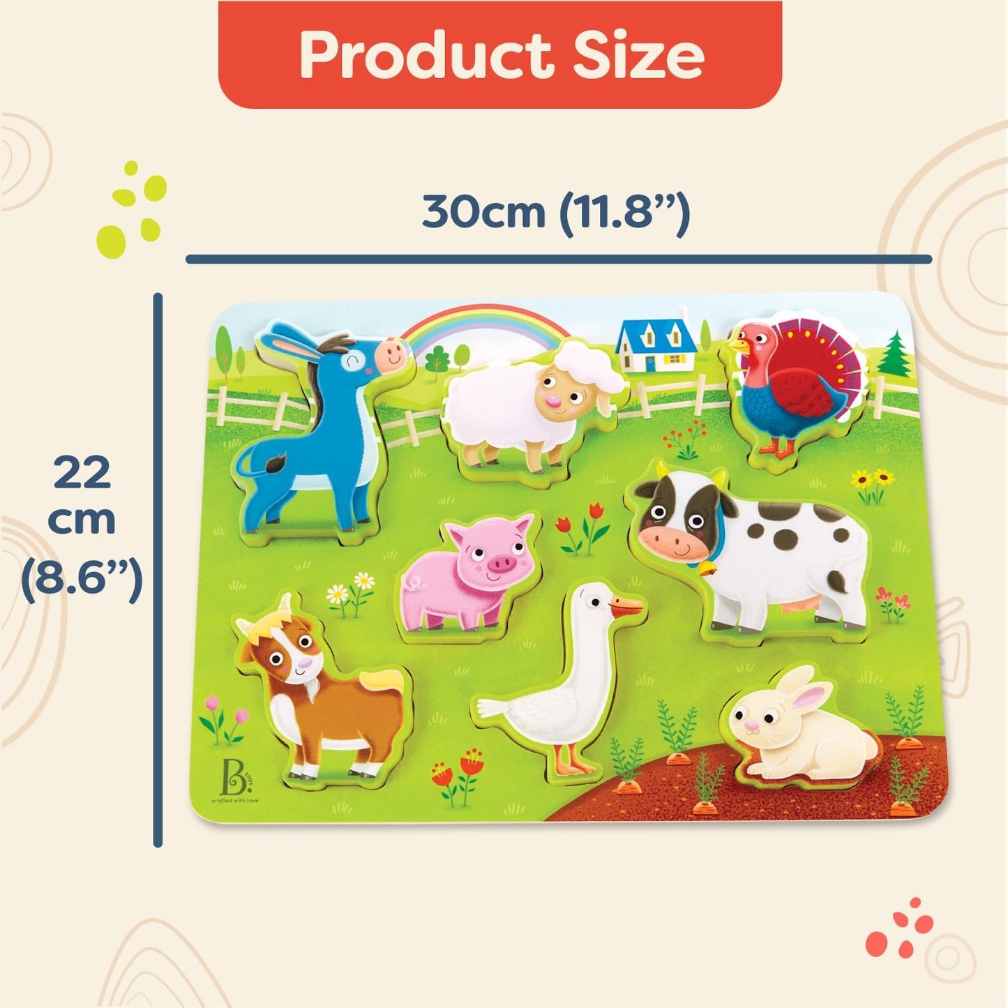 B. toys – Peek & Explore – School BusChunky Puzzle for Toddlers,Educational & Developmental Toys for Kids – 2+ Years
