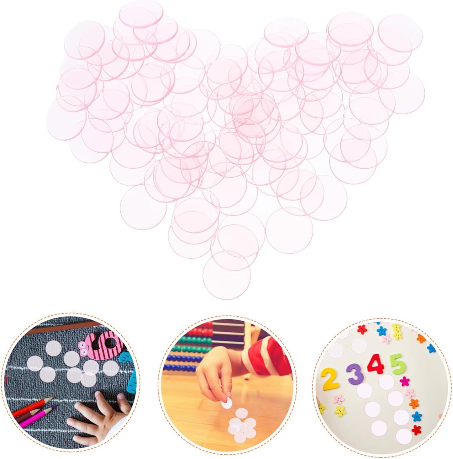 Toddmomy 100Pcs Translucent Bingo Markers Plastic Bingo Counting Chips for Games Math Learning and Rewards Tokens for