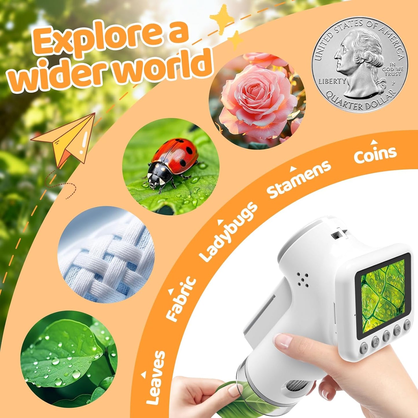 1600X Microscope for Kids, 4K 2.0" Screen Kids Microscopes with Slides Kit Microscope for Toddlers Christmas Birthday Gifts Toys for 3-14 Year Old Children Students (White)