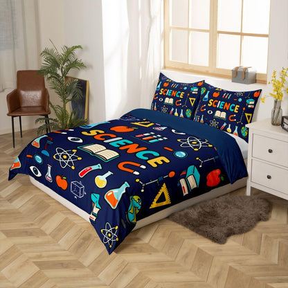 Erosebridal Chemistry Lab Bedding Set Twin Size Chemical Equation Duvet Cover for Boys Girls Chemical Elements Science Theme Comforter Cover Teens Kids Science Students Bedding School Dorm Room Decor