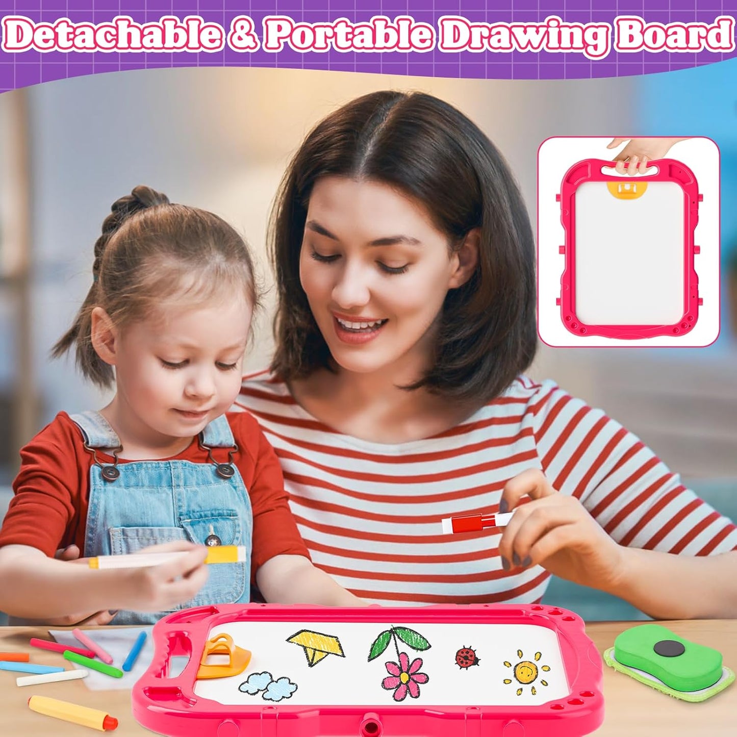 Chalk Board Easel for Kids Toys,Double-Sided Magnetic Kids Chalkboard and Dry Erase Boards,Toddler Toys for 3 Year Old Boy Gift,Art Easel Learning Educational Toy for 3 4 5 Years Old Boys Gift