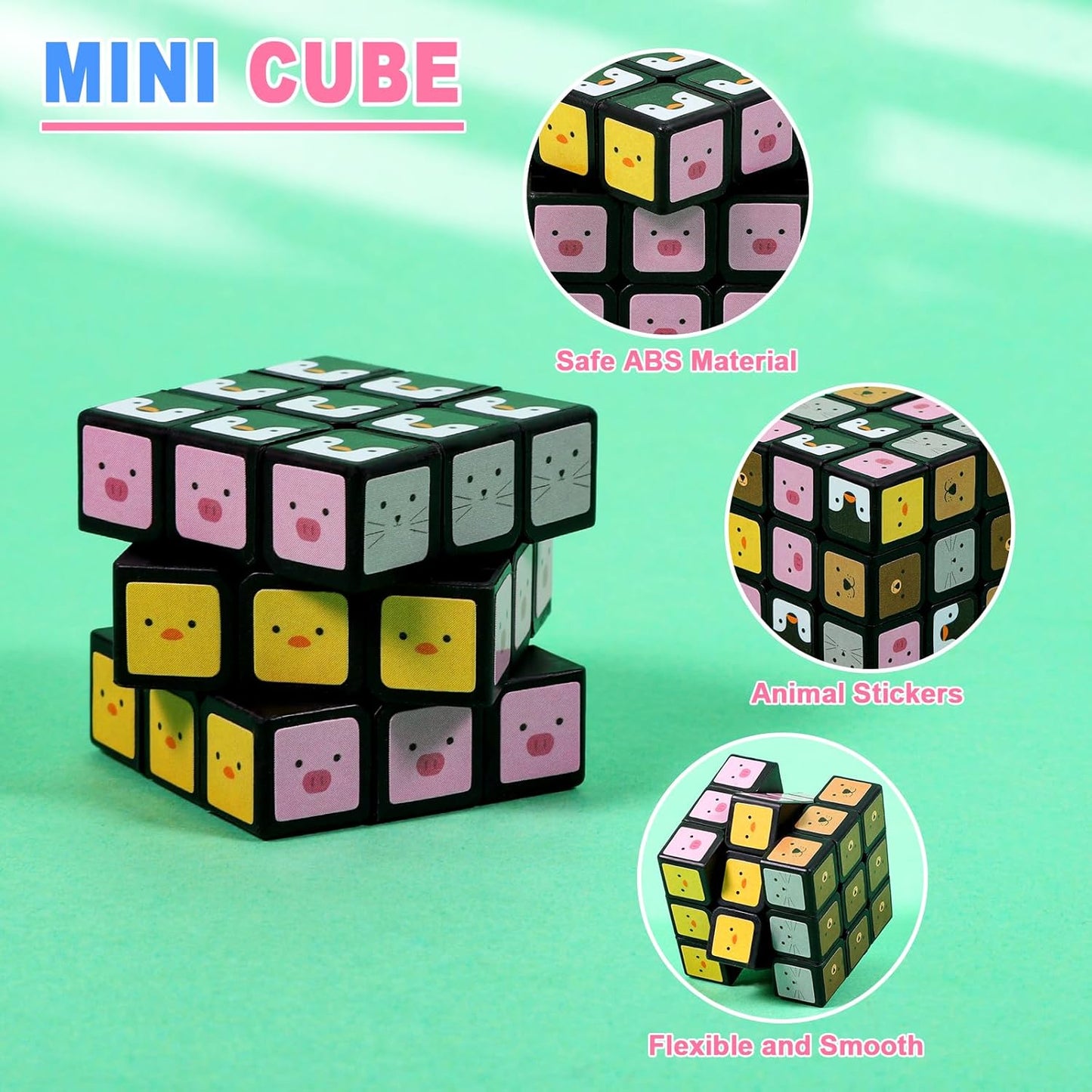 48 Pack Mini Cube Bulk, 1.18 Inch 3x3x3 Small Puzzle Cubes Set, Birthday Party Favors, Classroom Rewards Prizes, Stocking Stuffers, Easter Basket Fillers for Kids
