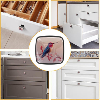 4 Pack Cabinet Knobs Drawer Pulls, 30mm Round ABS Glass Drawer Hardware Growing Butterfly Cabinet Handles with Screws for Dressers Kitchens Cupboard