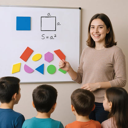 96 Pcs Magnetic Pattern Blocks & Large Shape Magnets Set – Tangram Puzzle, Geometric Shapes, Whiteboard Magnets, Math Manipulatives for Kids Learning