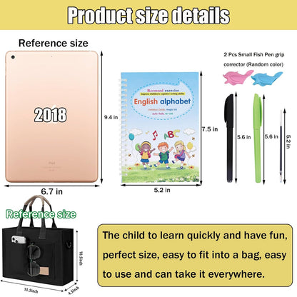 Magic grooved Writing Practice Book, Reusable grooved Handwriting Practice for Kids, Tiny Thinkers Handwriting Practice Magic Copybook, for grooved Writing Books for Kids 3-5