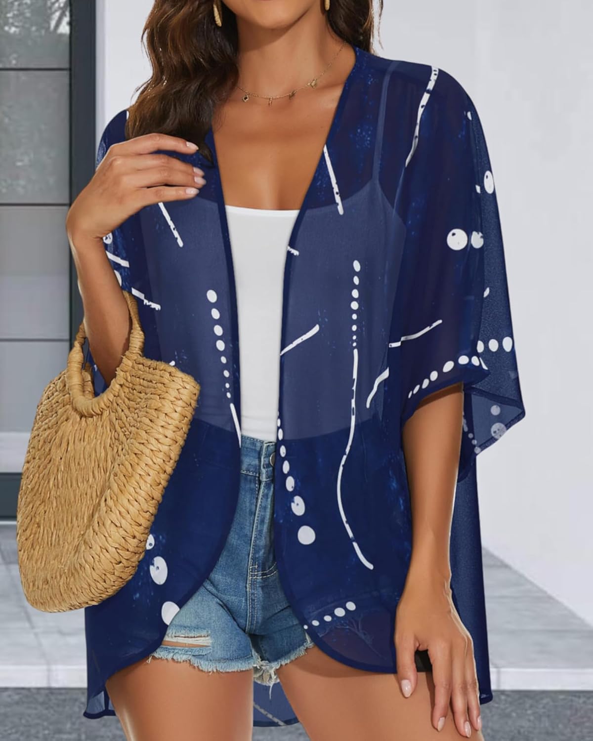 Womens Kimono Cardigans Beach Cover ups Swimwear Puff Sleeve Loose Casual Summer Tops 2026