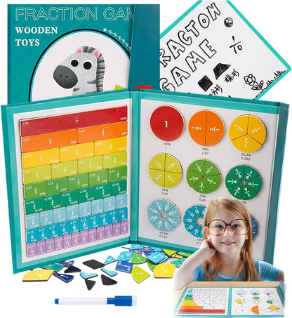2026 New Magnetic Fraction Demonstration Book, 102 Pcs Magnetic Fraction Tiles & Fraction Circles, Magnet Fraction Disc Set for Kids, Math Fractions Manipulatives for Elementary Middle School (Set-A)