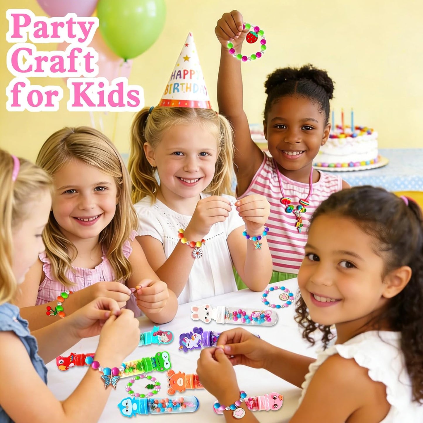 24 Pack Jewelry Making Party Favors, Charm Bracelet Necklace Kit, Girls Goodie Bag Stuffers, Kids Art Craft Activities, Birthday Gift, Ages 4-8 Years Old