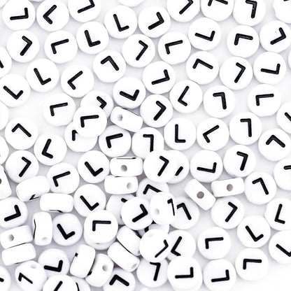 300Pcs Vowel Letter Pony Beads for Charms Bracelets Making 4X7mm Individual Round White Alphabet Beads U