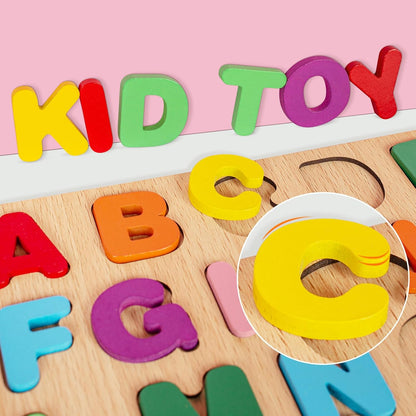 Attmu Wooden Puzzles for Toddlers, 6 Pcs Alphabet Puzzle ABC Shape Number Animal Farm Puzzle, Learning Toys for Kids, Preschool Educational Activities Toddler Gift Toys for Girls Boys Christmas Easter
