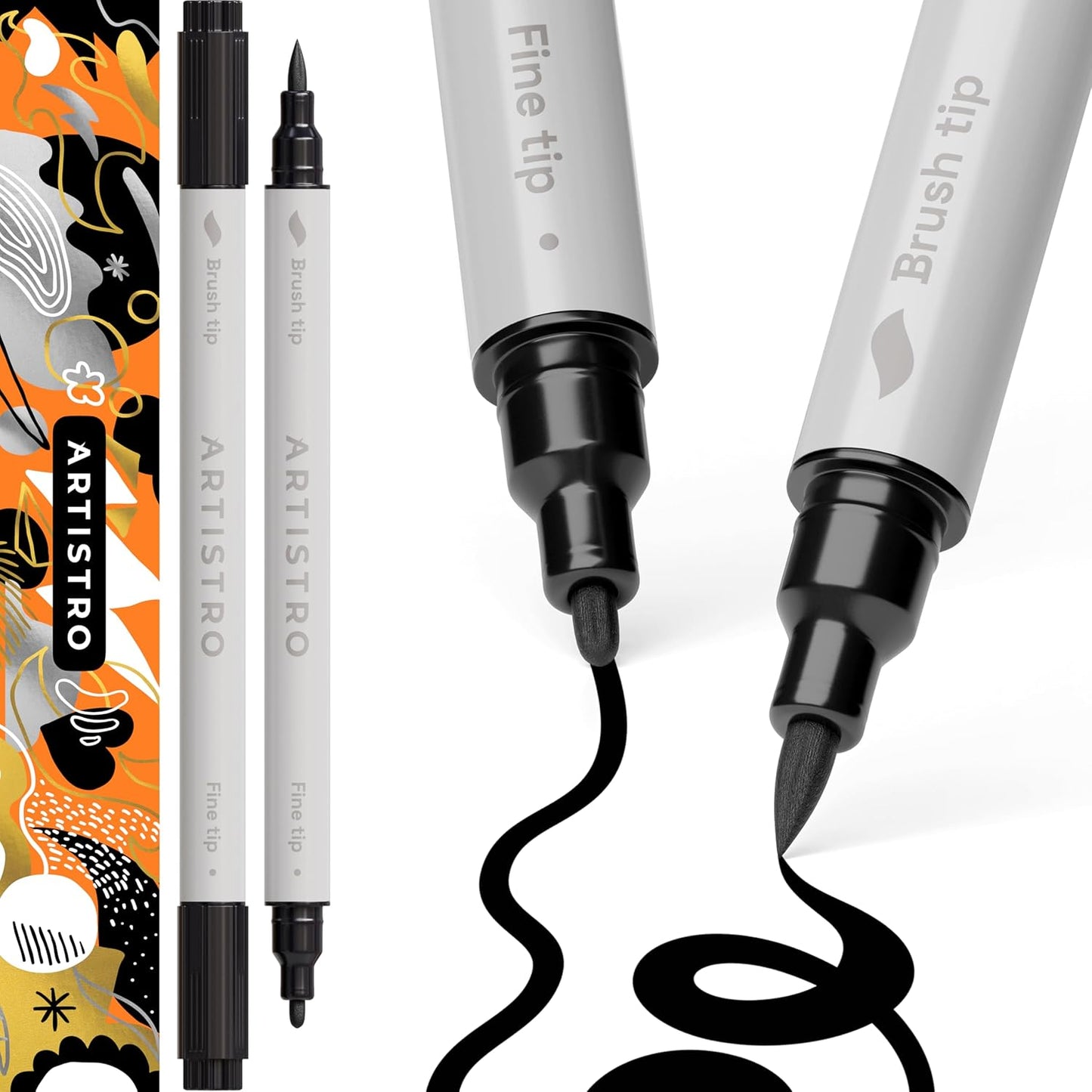 ARTISTRO 2 Gold & Silver Dual-Tip Acrylic Paint Pens - Multisurface Markers for Glass, Rock, Fabric, Wood, Plastic & More - 5mm Dot + 1mm Fine Tips