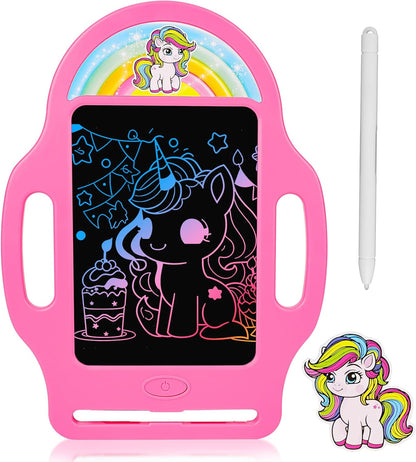 Unicorn 8.5 Inch LCD Writing Tablet for Kids 2-6, Drawing Tablet Doodle Board with Handle, Travel Car Toy for Girls, Educational Sketch Pad Birthday Christmas Gift
