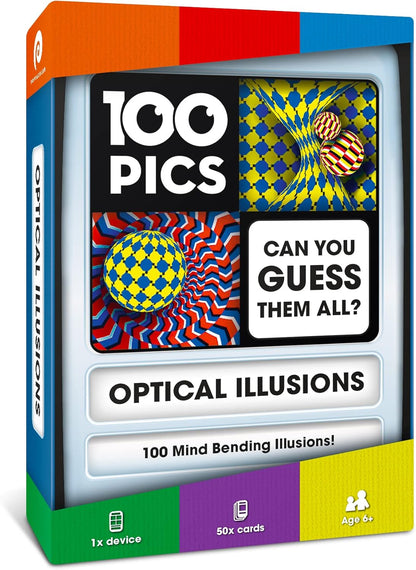 100 PICS Brain Teasers Travel Game - Solve 100 Puzzles | Flash Cards with Slide Reveal Case | Card Game, Gift, Stocking Stuffer | Hours of Fun for Kids and Adults | Age 6+
