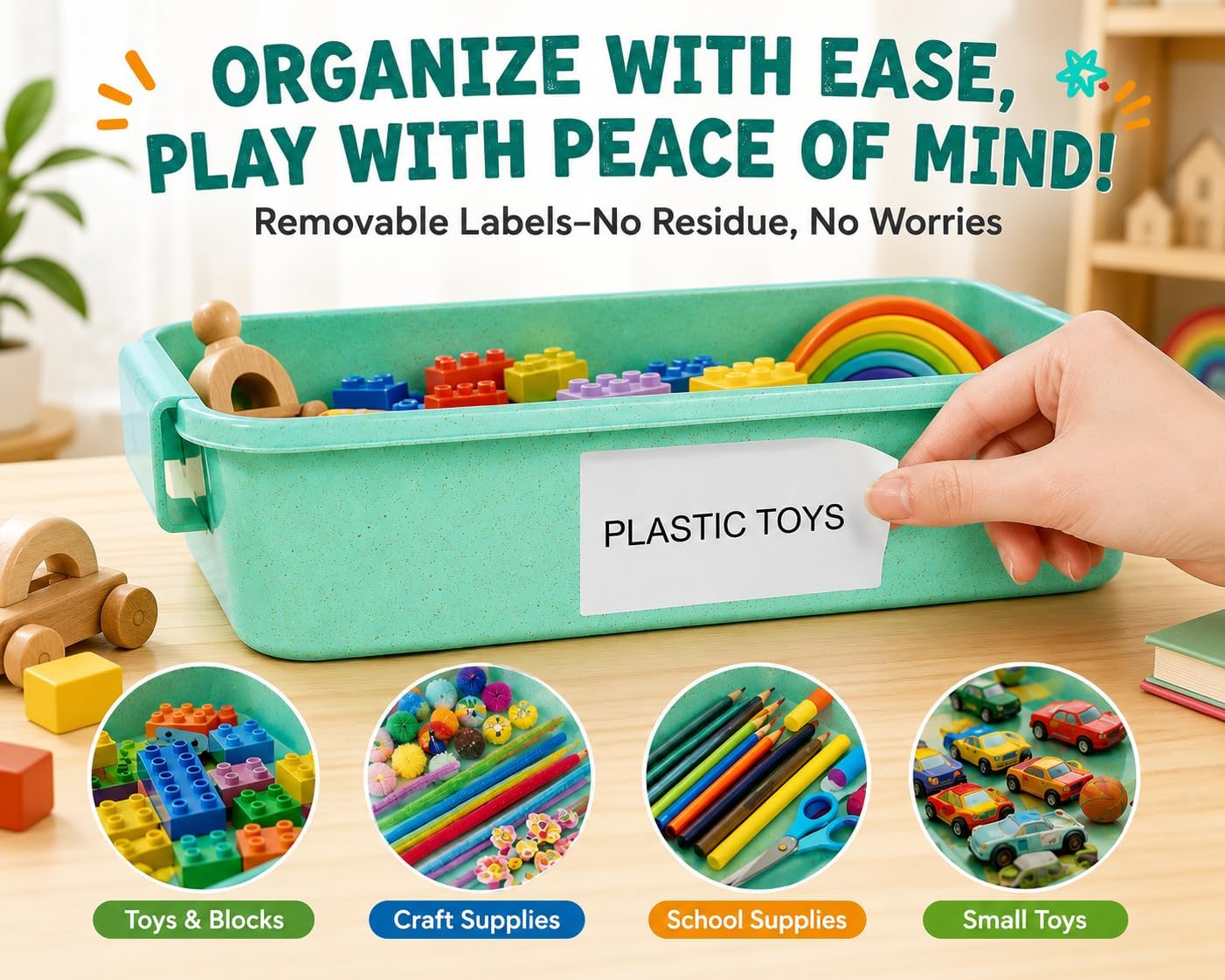 Carolart 3 Pack, Empty Sensory Bin, Wheat Straw Material，13.5 Inch Storage Container, Portable Plastic Storage Bins, Stackable Play Tray for toys,arts,crafts and sand.