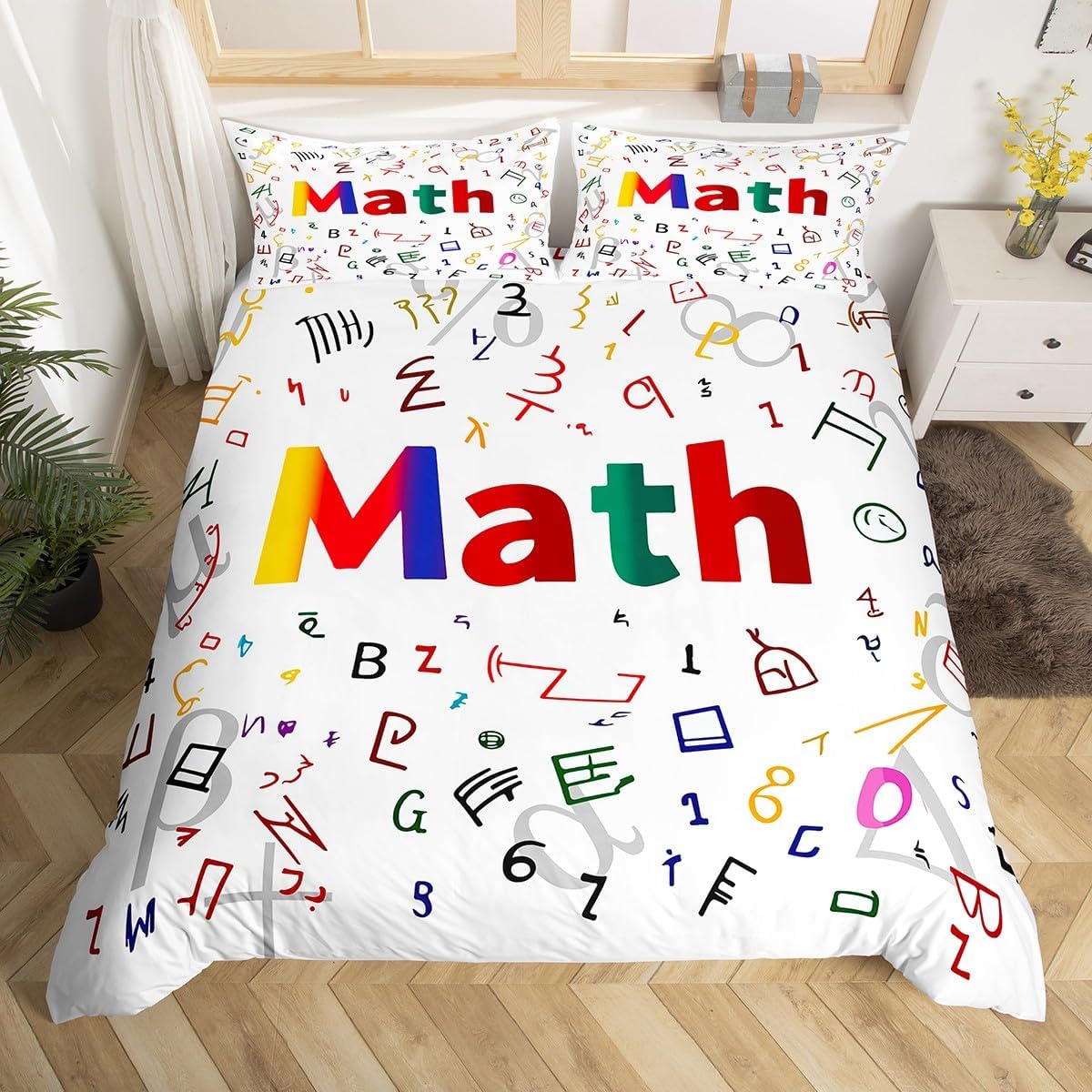 Erosebridal Science Theme Bedding Set Queen Size for Boys Girls Chemistry Periodic Table Print Duvet Cover Chemical Subject Theme Comforter Cover Teens Kids Math Science Atyle Bedspread Cover 3 Pcs