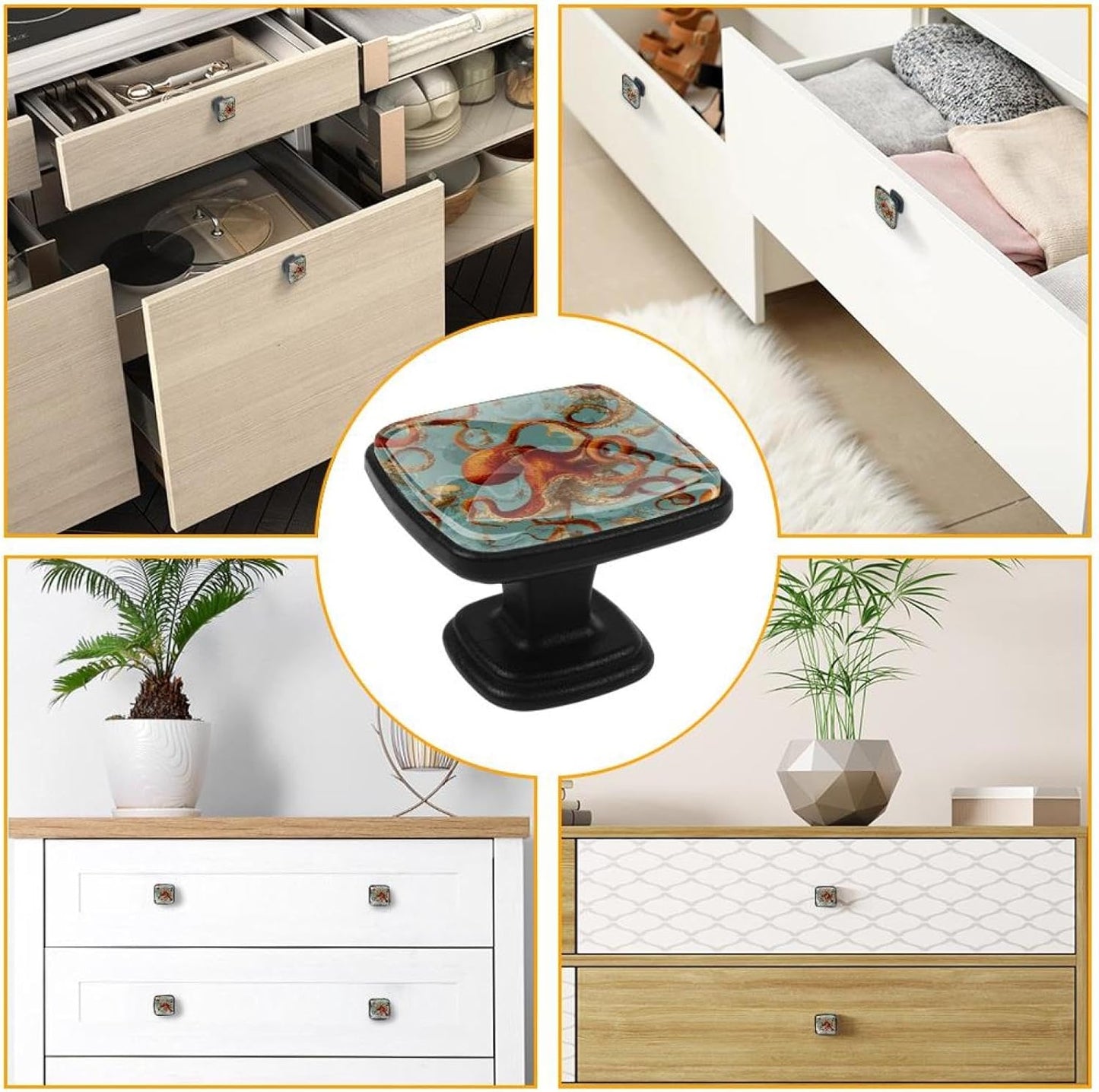 4 Pack Cabinet Knobs Drawer Pulls, 30mm Round ABS Glass Drawer Hardware Growing Butterfly Cabinet Handles with Screws for Dressers Kitchens Cupboard
