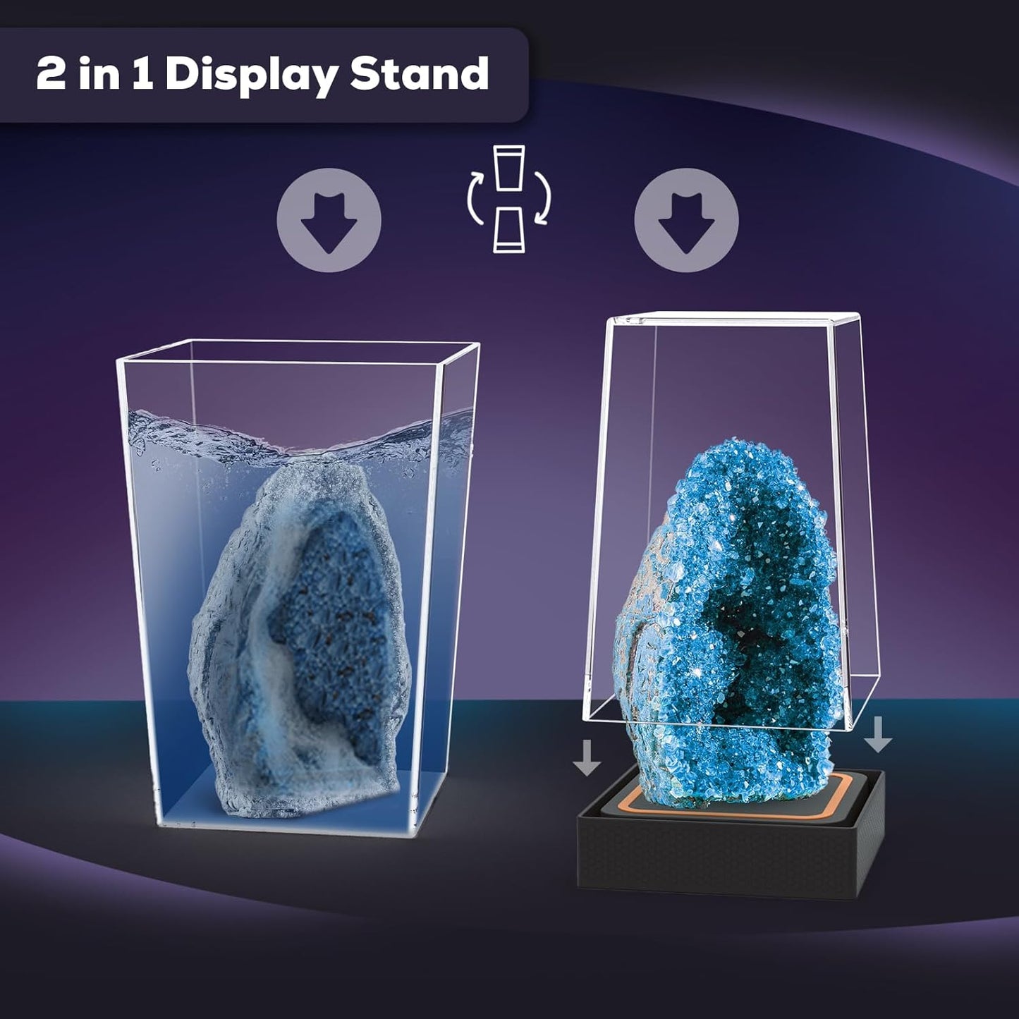 GobiDex Geodes Crystal Growing Kit for Kids, 24-Hour Fast Crystal Growth, Science Experiments Kit with Display Cases - DIY STEM Toys, Educational Gifts for Boys&Girls Ages 8-12,Geology Rock Collection