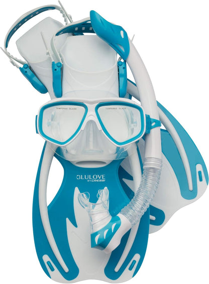 Cressi Junior Snorkel Kit for Kids Ages 3 to 8 - Mask + Dry Snorkel + Adjustable Fins + Net Bag – Rocks Kids Set