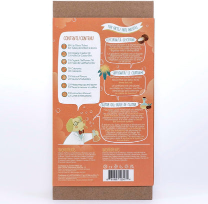 Kiss Naturals - Lava Lip Gloss Kit - With Organic Castor Oil, Safflower Oil, Coconut Oil - STEM DIY Science Kit - Make 6 Lip Gloss - 2 Natural Flavors - Birthday, Holiday, Party Gift for Girls