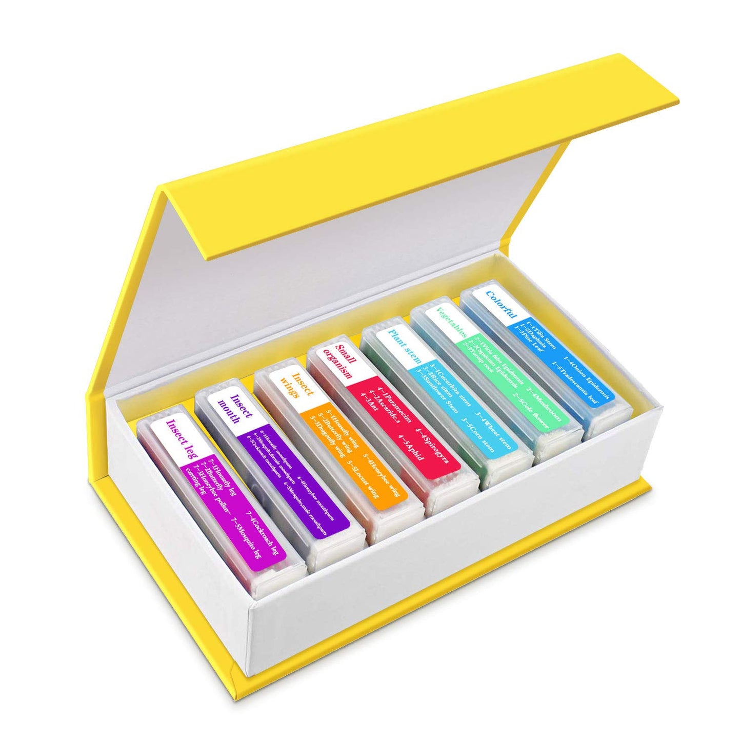 Prepared Microscope Slides for Kids, 48pcs Plastic Animals Insects Plants Flowers Sample Specimens for Students Children Homeschooling Biology Science Programs