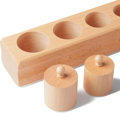 Montessori Sensorial Cylinder Blocks Beechwood 18.9" 12.5lbs- Premium Solid Beechwood Educational Materials, Visual Discrimination Toys, Preschool Learning Supplies for Fine Motor Skills Development