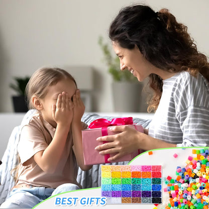 QUEFE 5200pcs Fuse Beads Kit for Boys and Girls, 24 Colors 5mm Melting Beads Set Including Pegboards, Ironing Paper, Tweezers, Colorful Hooks for Birthday and Christmas Gift