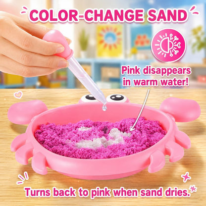 Carolart Pet Sensory bin,Dog and Cat Sandbox for Kids,Kids Play Sand Kit,Pet Play Set with Sensory Sand,Pet Care Play Set,Role Pretend Play Beach Toy Birthday Gift for Girls Boys 3 4 5 6 Years Old