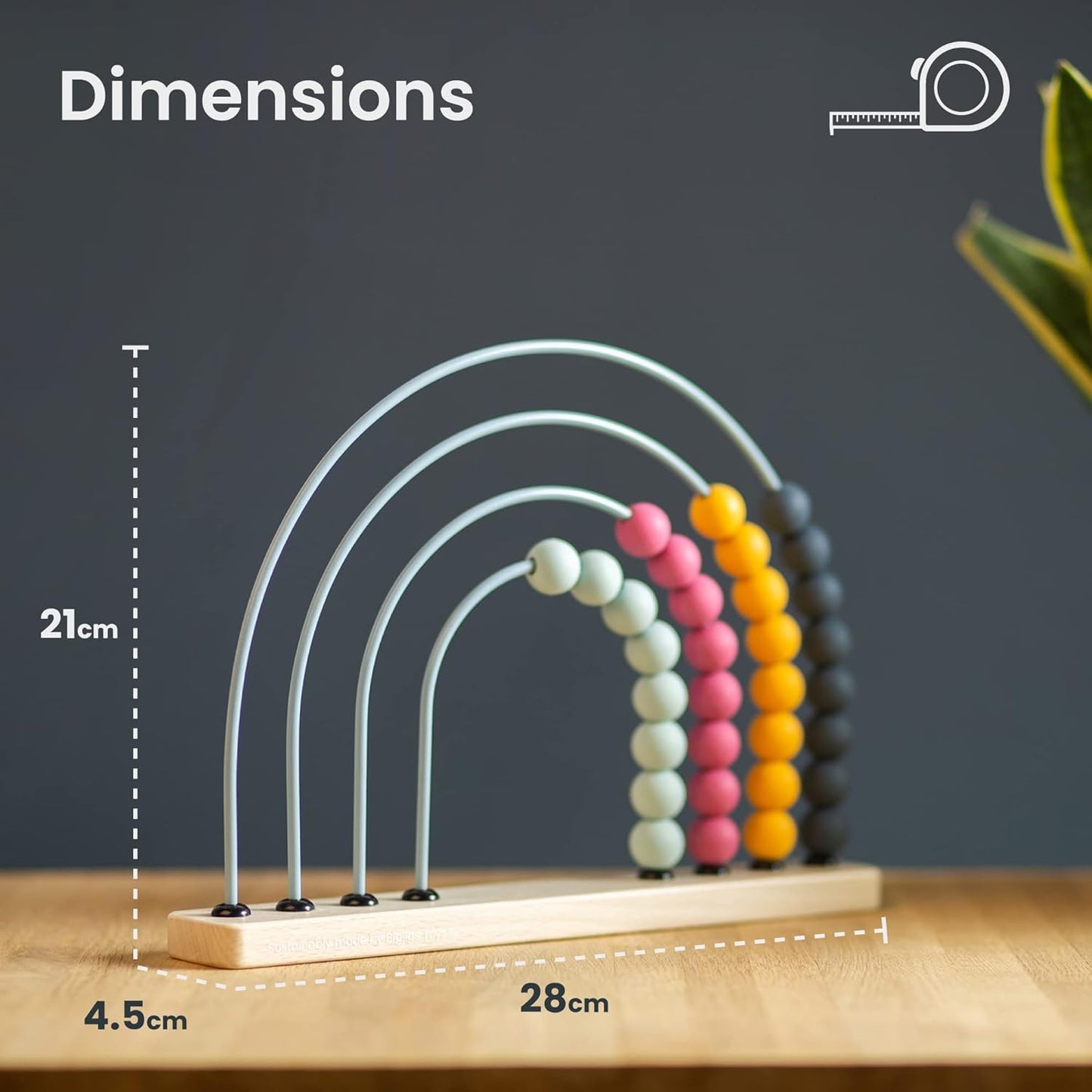 Bigjigs Toys FSC® Certified Rainbow Abacus - Eco Wooden Abacus for Kids & Toddlers, 32 Food-Grade Silicone Beads, Early Development & Activity Toys, Quality Counting Toys